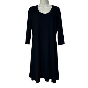 Karen Kane Little Black Dress Rayon A-Line Scoop Neck 3/4 Sleeve Women's L